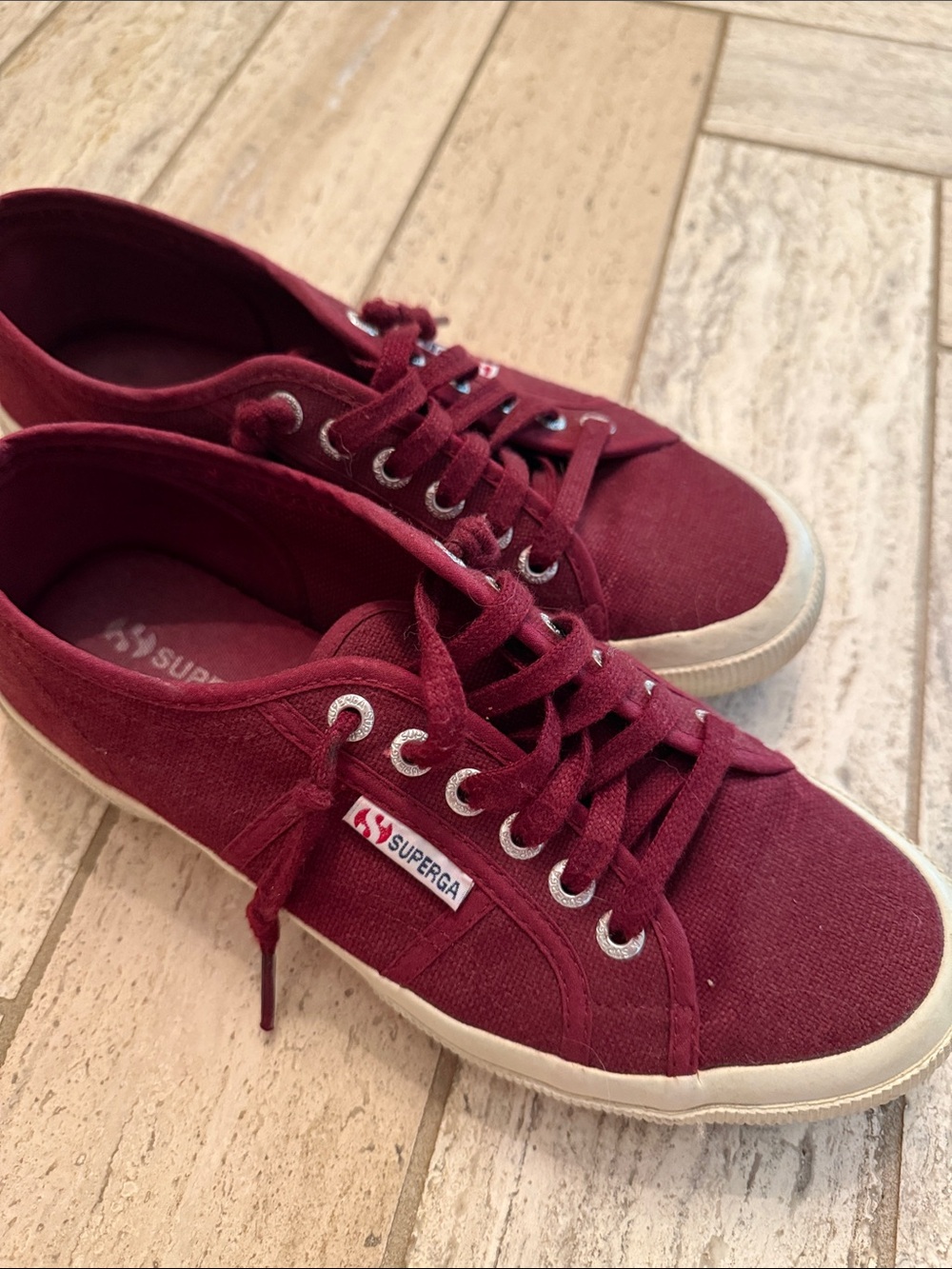 Superga Burgundy Canvas Low-Top Sneakers